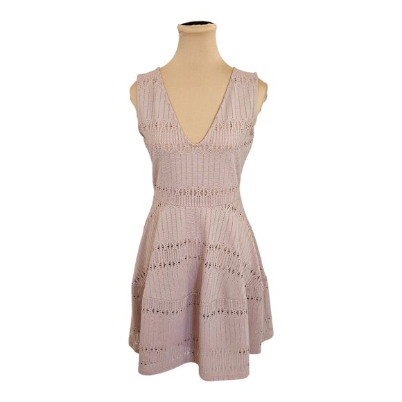 BCBGMaxazria Light Pink Eyelet Sleeveless Mini Dress Sz XS - Picture 1 of 9
